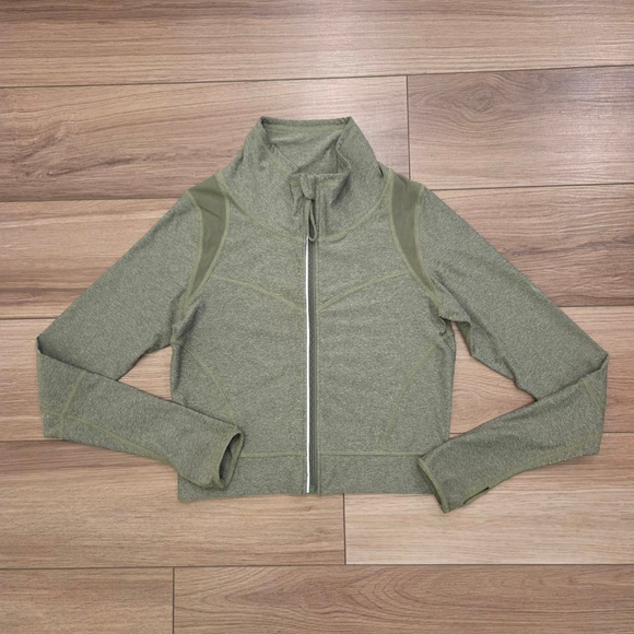 Women's TLF Olive Green Full Zip Cropped Athletic Jacket Size S - Picture 1 of 6